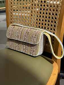 Bolso con cuentas multicolor con asa, bolso de mano, bolso de mano informal, artesanía india, hecho a mano, bolso Baguette, - Product Image 4