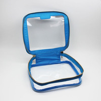 Pochette cosmétique transparente en PVC avec logo personnalisé et bordure léopard, étui de rangement élégant et étanche avec fermeture éclair pour maquillage et articles de toilette de voyage