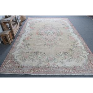 Tapis turc 7,2 x 11,1 pieds, tapis vintage surdimensionné, tapis en laine à bordure blanche - Product Image 1