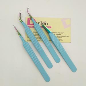 Pince à cils enduite de couleur professionnelle avec pointes arc-en-ciel en acier durable personnaliser fausse pince à épiler pour l'extension des cils - Product Image 3