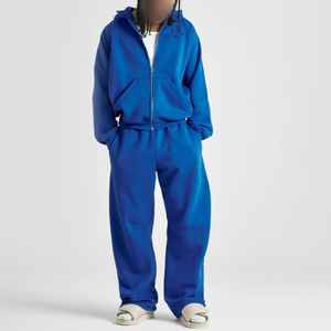 Ensemble survêtement homme oversize uni avec sweat à capuche zippé et pantalon de survêtement coupe carrée, style streetwear, personnalisable avec logo, pour fabricant - Product Image 5