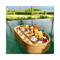 Couleur personnalisée Hôtel Villa Piscine Petit-déjeuner/Luxe Rond Rotin Piscine Plage Flottant Plateau De Service