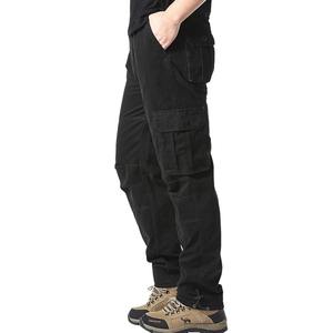 Pantalon cargo droit pour homme en coton 100% solide, respirant, écologique, léger, taille élastique, multi-poches - Product Image 2
