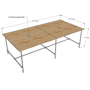 HBON007 4-Cluster <b>Table</b> with Modern Industrial Design 240x120 Plate Wood Metal <b>Desk</b> for Office Bedroom School or Hospital Use - Product Image 5