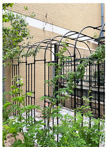 Arche <span class=keywords><strong>de</strong></span> jardin d'extérieur, tonnelle en métal robuste pour plantes grimpantes, pergola noire résistante aux intempéries pour cour, patio - Product Image 5