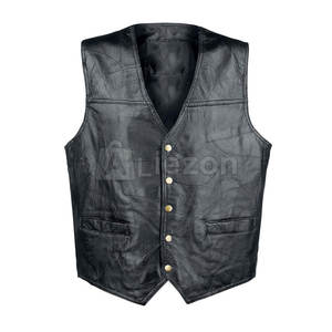 Black Color <b>Men</b> <b>Leather</b> <b>Vest</b> Slim Fit <b>Men</b> <b>Leather</b> <b>Vest</b> for Office or Party Wear In Reasonable Price - Product Image 1