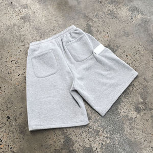 Oem Custom Gray 100% Cotton Baggy Blank 3/4 Sweat Shorts 360grams French Terry Heavy Weight <b>Fleece</b> <b>Joggers</b> Sweat Shorts for Men - Product Image 4