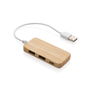 Eco-Friendly Bamboo <b>USB</b> <b>Hub</b> with Type C for Promotional <b>USB</b> Gadgets - Product Image 1