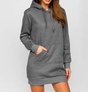 Sweat-shirt long en molleton de coton avec broderie sur le devant, logo personnalisé, pour femme, pull, sweat-shirt oversize - Product Image 3