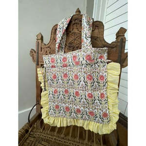 Bolso Tote Acolchado Nivi Beach con Estampado de Bloques, Ligero, Gran Capacidad, Forro de Algodón, Cordón Ajustable, Bordado, para Uso Diario en Verano - Product Image 3