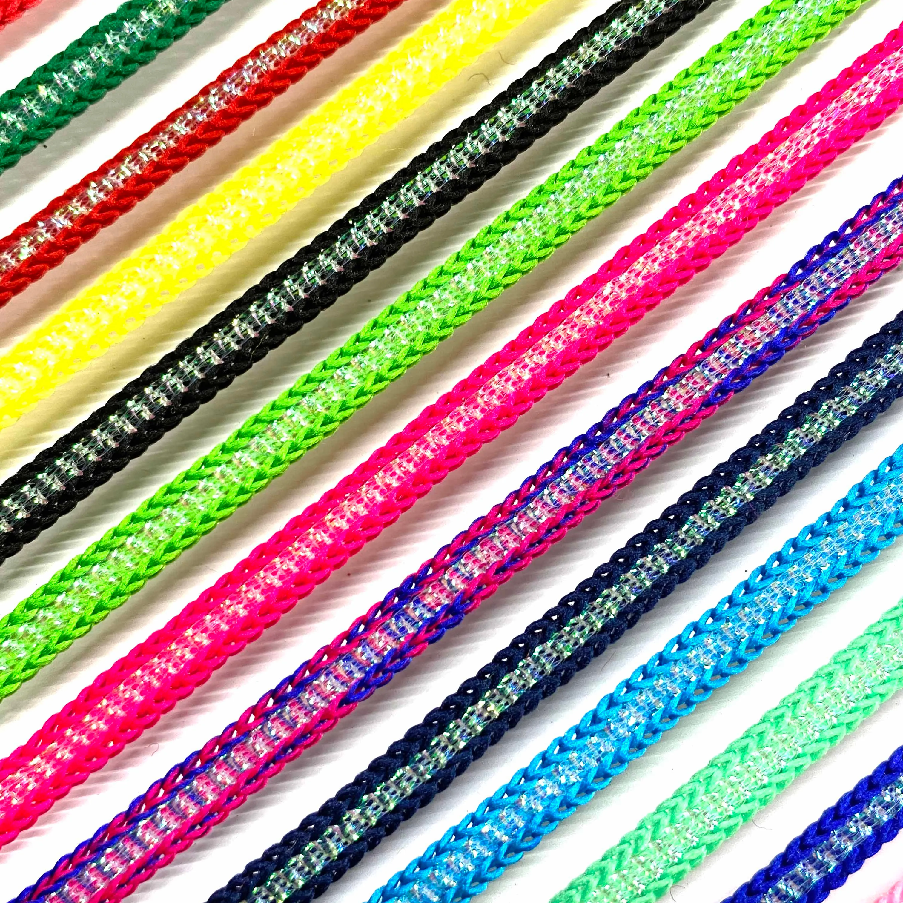 Corda metallica arcobaleno In poliestere corda 5MM cotone per realizzare artigianato e decorazioni di offerte di confezioni regalo all'ingrosso