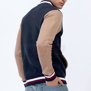 Veste varsity pour homme au design moderne, boutons recouverts, décontractée, respirante, polyester/coton, pour usage extérieur, col montant - Product Image 6