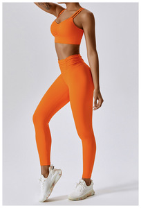 Ensemble de soutien-gorge de sport réversible sans couture à maintien élevé et leggings taille haute, nouveau design, 2 pièces, pliage devant, pour la salle de sport et le fitness, pour femmes - Product Image 4