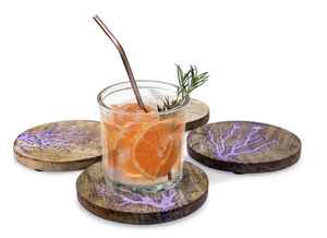 Premium Handcrafted tree engraved design Square Coasters Rich Walnut Wood Mats & Pads Coasters for Sale - Product Image 4