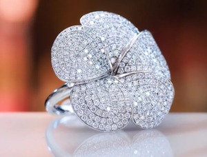 Moissanite personalizado para mujer, flor de plata esterlina, compromiso y banda de boda, incrustaciones de diamantes cortados para regalo de fiesta para ella - Product Image 3