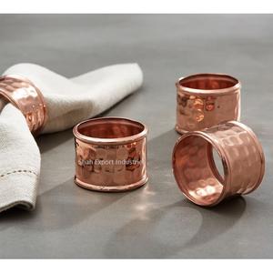 Copper <b>Hammered</b> Metal Napkin Rings for Wedding Event Party Dinner Table Settings Decorations Round Napkin <b>Holders</b> - Product Image 2