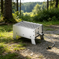 Barbecue à gaz pliable compact en acier inoxydable, résistant à la rouille, montage sans outils, facile à nettoyer, pour balcon et camping-car, faible teneur en carbone