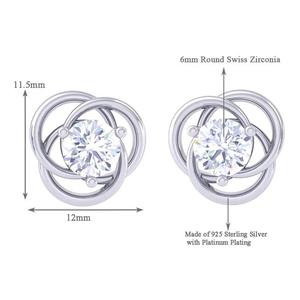 NOVAMART Fine Premium 925 <b>Sterling</b> <b>Silver</b> <b>Stud</b> Earrings for Women & Girls Geometric Heart Flower Shapes Rose Gold with Diamond T - Product Image 4