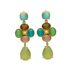 New Arrival Gold Plated Unique Design Dangle <b>Earrings</b> with <b>Peridot</b> Hydro Gemstone Brass <b>Earrings</b> - Product Image 1