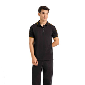 เสื้อโปโลสีดำสำหรับผู้ชายเสื้อโปโลคอปกและแขนเสื้อแบบลำลอง - Product Image 1