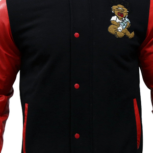 Chaqueta universitaria de alta calidad personalizada OEM, chaqueta de béisbol con bordado de chenilla en contraste de peso pesado, chaqueta Lightman - Product Image 4