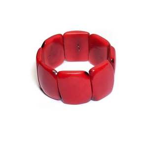 Brazalete Elástico de Resina con Cuentas Geométricas Anchas, Estilo Vintage 2025, Hecho a Mano, de Alta Calidad, Ajustable, Acrílico, Negro y Blanco - Product Image 6
