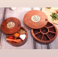 Boîte de rangement personnalisée en bois faite à la main, écologique, multi-compartiments, résistante au lave-vaisselle, pour épices et noix, vente en gros