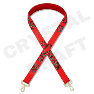 Star Go Wolverines Sangles de sac de perles de rocaille en or blanc personnalisées 'Hook Em Horns' Accessoire à la mode Sangle de sac à main perlée - Product Image 5