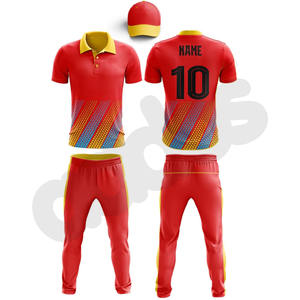 Uniforme de equipo de cricket de secado rápido de alta calidad, recién llegado, color rojo y amarillo del fabricante - Product Image 1