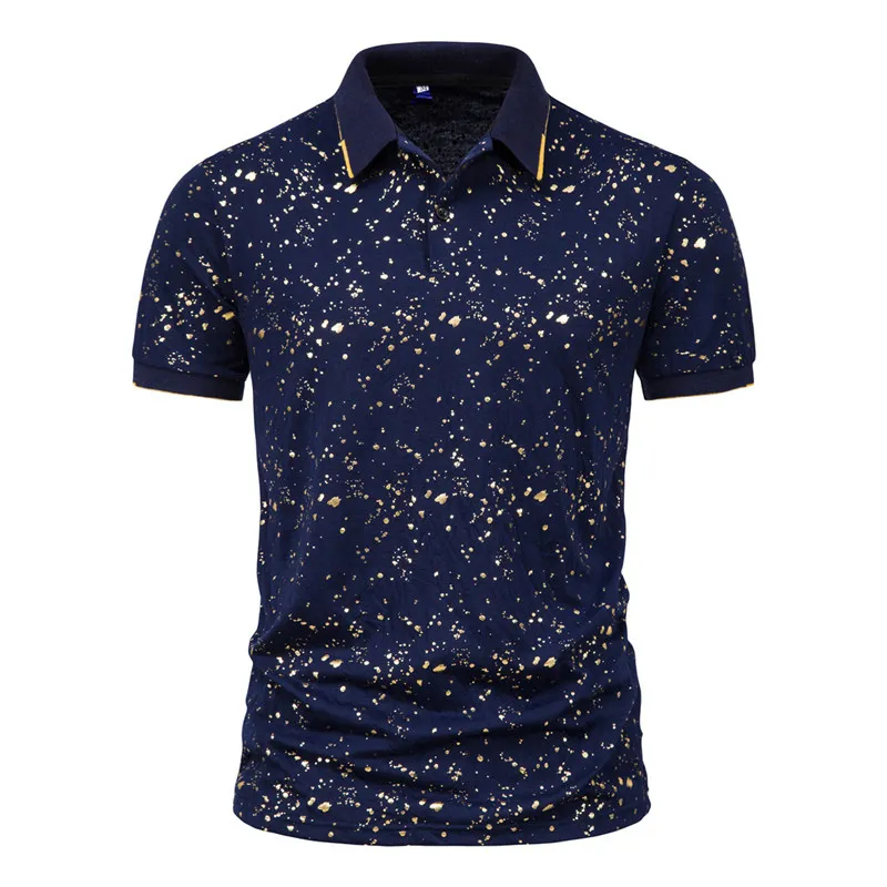 2024 Newest Design Men Polo Shirt Customized Color Block Half Button Comfortable Wholesale Small Flower Printed Price Polo Shirt
