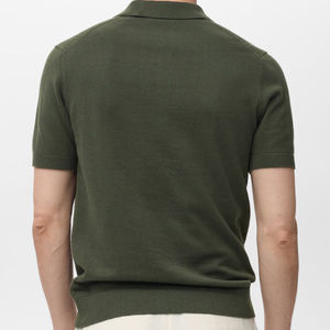 Personalizable hombres verano Casual algodón tejido para Polo medio caqui 100% Anti-retráctil antiarrugas popelina algodón impreso - Product Image 6