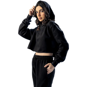Wholesale Women Ladies Crop <b>Tops</b> 2026 Custom Crop <b>top</b> Hoodie Set Women Zip up Fleece Pullover Women Hoodies - Product Image 4