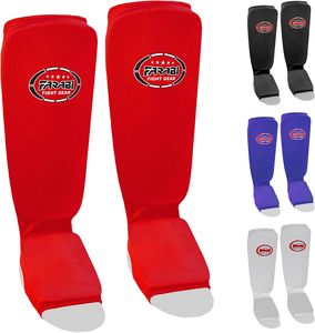 Protège-tibias Farabi Sports MMA en mousse EVA, légers, souples, élastiques, réglables, respirants, pour la boxe, le kickboxing et l'entraînement - Product Image 1