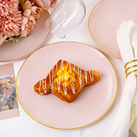 Assiettes à gâteau jetables en plastique résistantes et écologiques, 7,5 pouces et 10,25 pouces, rose