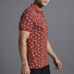 Offre Spéciale de golf tricoté en coton pour hommes, polos décontractés à fleurs, polos de couleur contrastée, polos respirants, vente en gros - Product Image 6