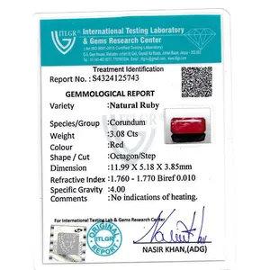 NOVAMART Fine Ruby (Manik)-3.08 Carat Faceted Natural Synthetic Variety Including Emerald <b>Cushion</b> Pear <b>Star</b> Octagon Lab Created - Product Image 4