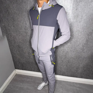 Ensemble survêtement homme streetwear personnalisé, coupe régulière, léger, respirant, en polyester/coton, imprimé, coupe-vent, 2 pièces, pour l'hiver - Product Image 4