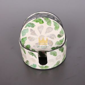 Sous-verre en céramique de rotin personnalisé avec isolation thermique incrustation de forme ronde colorée pour dessus de table et articles de cuisine en gros - Product Image 1