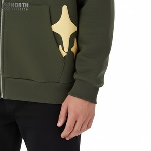 Sweat-shirts à capuche surdimensionnés pour hommes, couleur personnalisée OEM 2025, manches régulières, impression 3D en mousse gonflée, logo brodé, réversible, hiver - Product Image 3