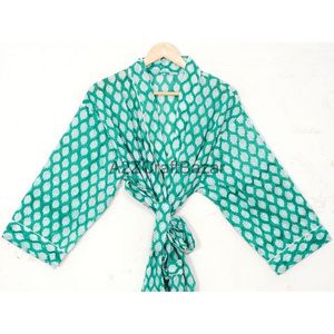 เดรสกิโมโนผ้าฝ้ายพิมพ์ลายดิจิตัลแบบพรีเมี่ยมชุดนอนระบายความร้อนลายดอกไม้ใส่ในฤดูร้อนใส่สบายโลโก้ด้านหน้าสไตล์ฤดูใบไม้ผลิ - Product Image 3