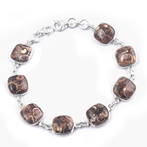 925 Sterling Silver Chain Bracelet Turquoise Jasper Gemstone Bezel Setting bracelet fait à la main en gros bijoux - Product Image 3