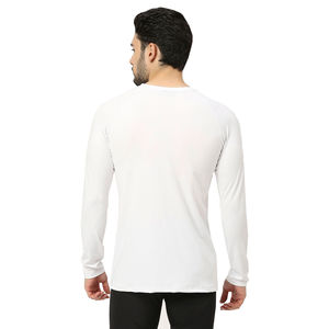 T-shirt pour homme de haute qualité, col rond, logo personnalisable, coupe classique, 100% coton, tricot uni, manches longues, service OEM - Product Image 4