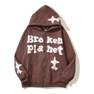 Pull-over lourd personnalisé en éponge pour sweat à capuche imprimé bouffant pour hommes OEM lettres graphiques Streetwear 300-400Gsm teint uni pour l'hiver - Product Image 1