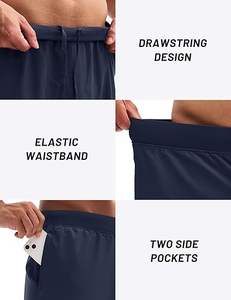 Short d'entraînement en maille respirante pour homme Pantalon de jogging à séchage rapide avec poche à la taille élastique et logo personnalisé Short de course et d'entraînement de gymnastique solide - Product Image 5