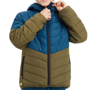Chaquetas acolchadas con capucha personalizadas OEM para hombre, chaquetas de burbujas de talla grande de tela de poliéster de alta calidad de Color azul sólido para invierno - Product Image 5