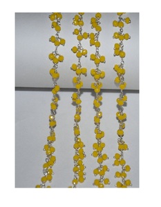 Top Quality Silver Plated Yellow Cluster Glass Beads Cluster <b>Rosary</b> Chain Thick <b>Rosary</b> Chain for Jewelry Bracelet Making - Product Image 1