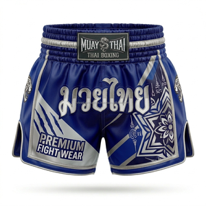 Shorts de Muay Thai personnalisés OEM, en tissu satiné, shorts de boxe, équipement de combat MMA, fournisseur en gros, shorts de Muay Thai brodés - Product Image 4