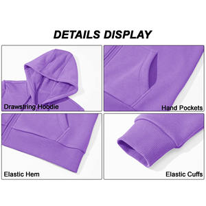 Best Quality Unisex <b>Oversized</b> 100% Cotton <b>Fleece</b> Front Custom Logo Solid Purple Winter Street Style Outwear - Product Image 6