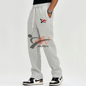 Oversized Street Style Sweatpants for Men Women Fleece-Lined Straight-Leg <b>Trousers</b> <b>Plus</b> <b>Size</b> Casual Mid Waist Drawstring Closure - Product Image 1