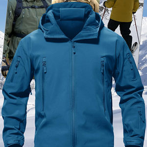 Logotipo personalizado al aire libre senderismo carcasa dura impermeable cremallera completa con capucha costura grabada contraste Color transpirable impermeable hombres chaqueta - Product Image 6